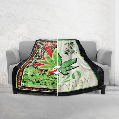 Elegant Comfort Marijuana Printed Reversible Blanket Oversized Couch -  Queen Blanket