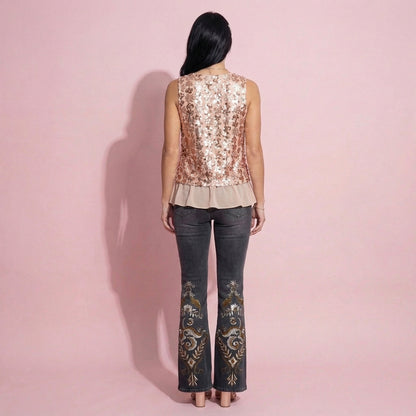 Sequin Scoop Neck Tank Top