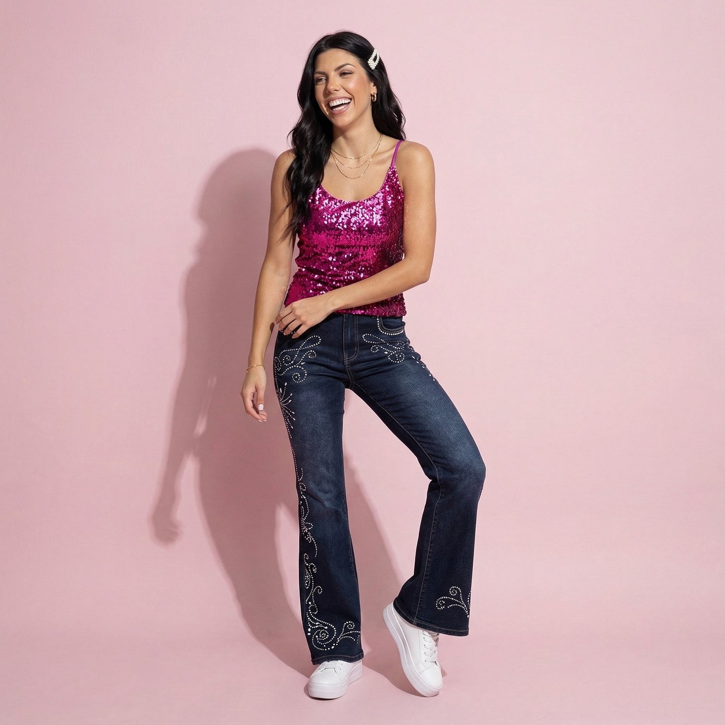 Shimmering Spaghetti Strap Tank