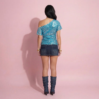 One Shoulder Sequin Top