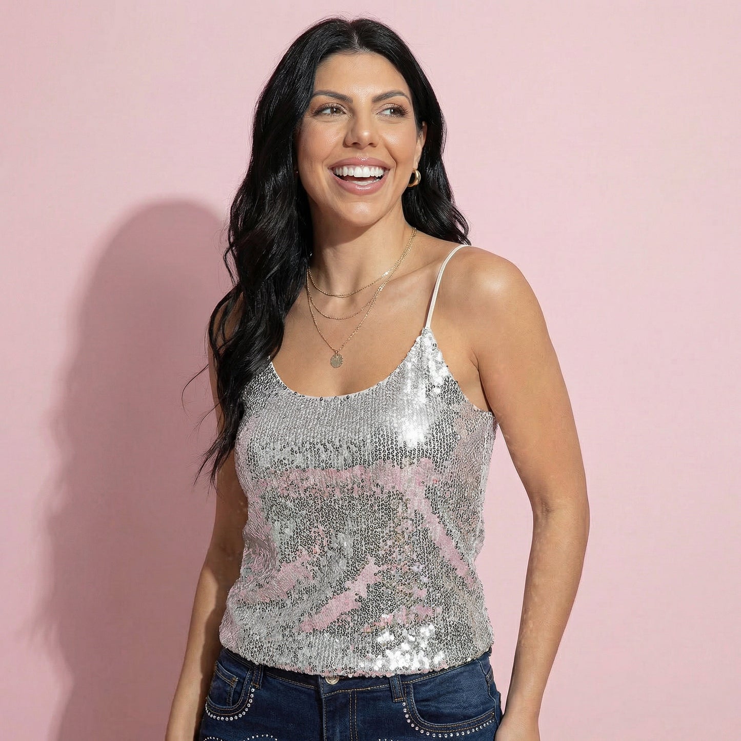 Shimmering Spaghetti Strap Tank