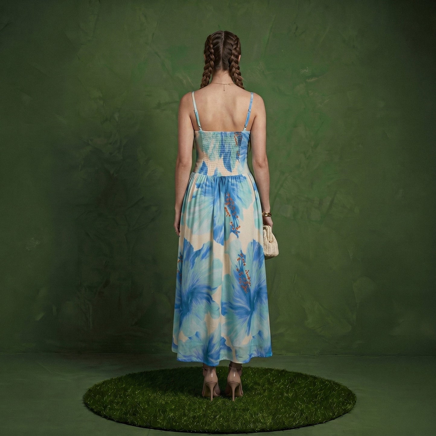 Anna-Kaci Women's Floral Maxi Dress with Sweetheart Bodice and Smocked Back