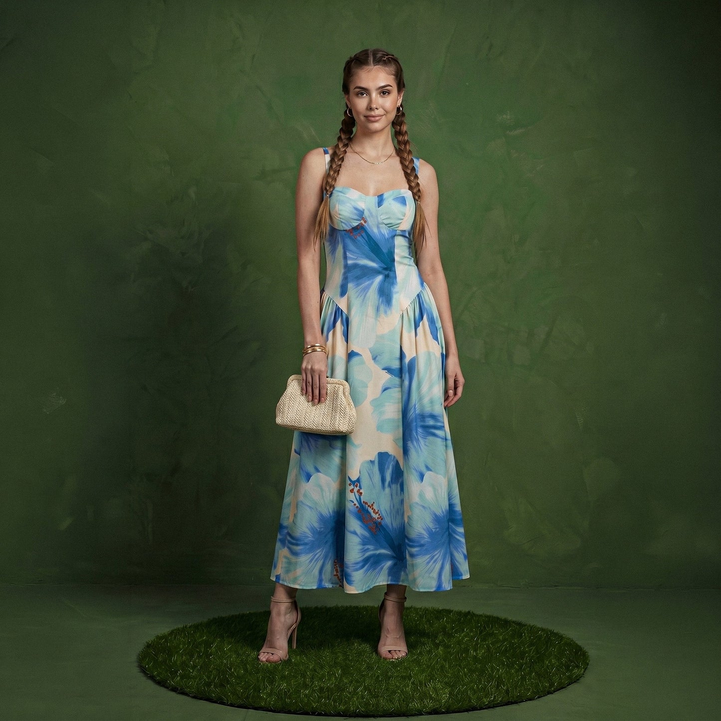 Anna-Kaci Women's Floral Maxi Dress with Sweetheart Bodice and Smocked Back