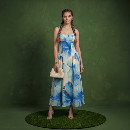 Anna-Kaci Women's Floral Maxi Dress with Sweetheart Bodice and Smocked Back