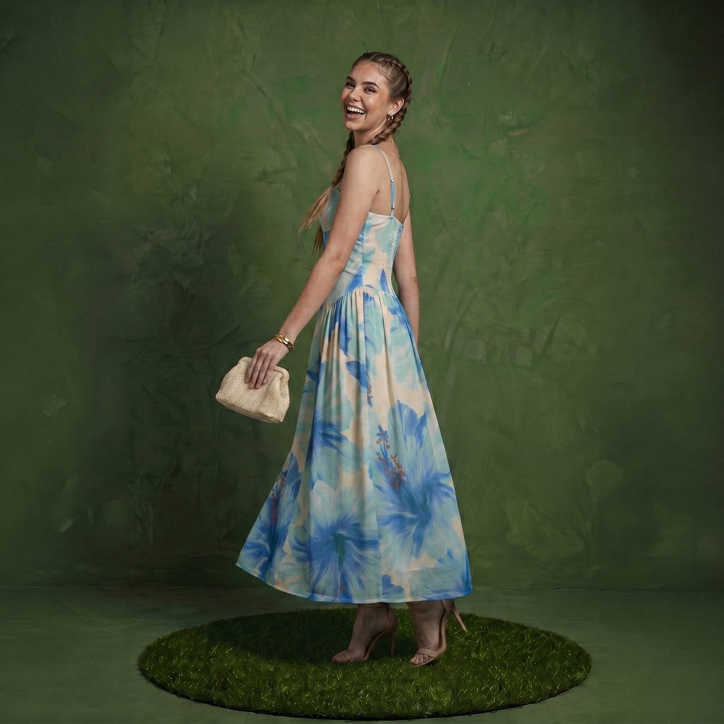 Anna-Kaci Women's Floral Maxi Dress with Sweetheart Bodice and Smocked Back