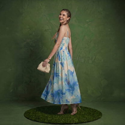 Anna-Kaci Women's Floral Maxi Dress with Sweetheart Bodice and Smocked Back