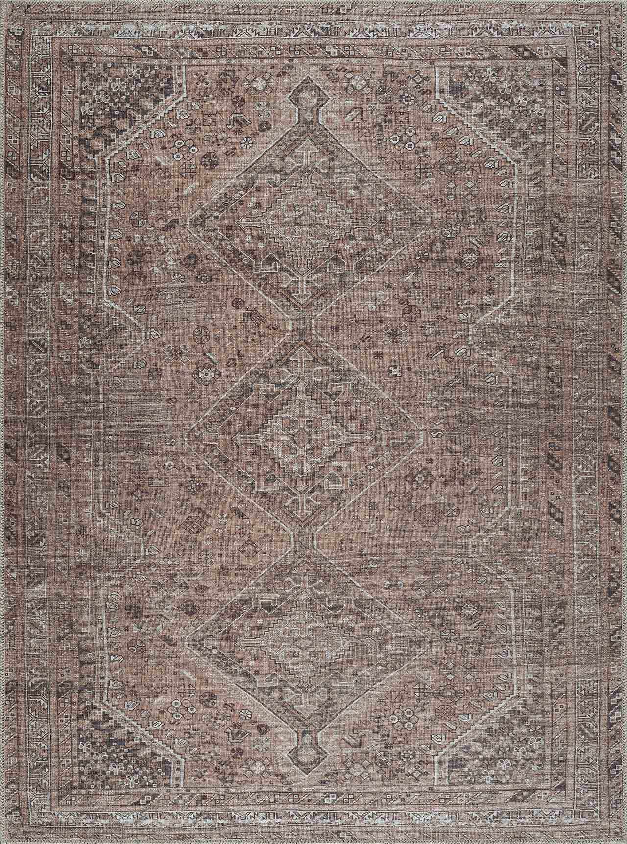 Barny Brown Flat Pile Washable Rug - Clearance