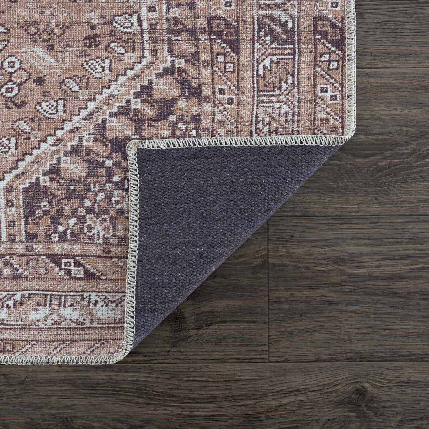 Barny Brown Flat Pile Washable Rug - Clearance