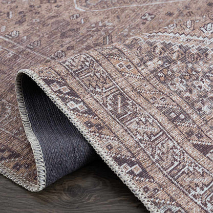 Barny Brown Flat Pile Washable Rug - Clearance