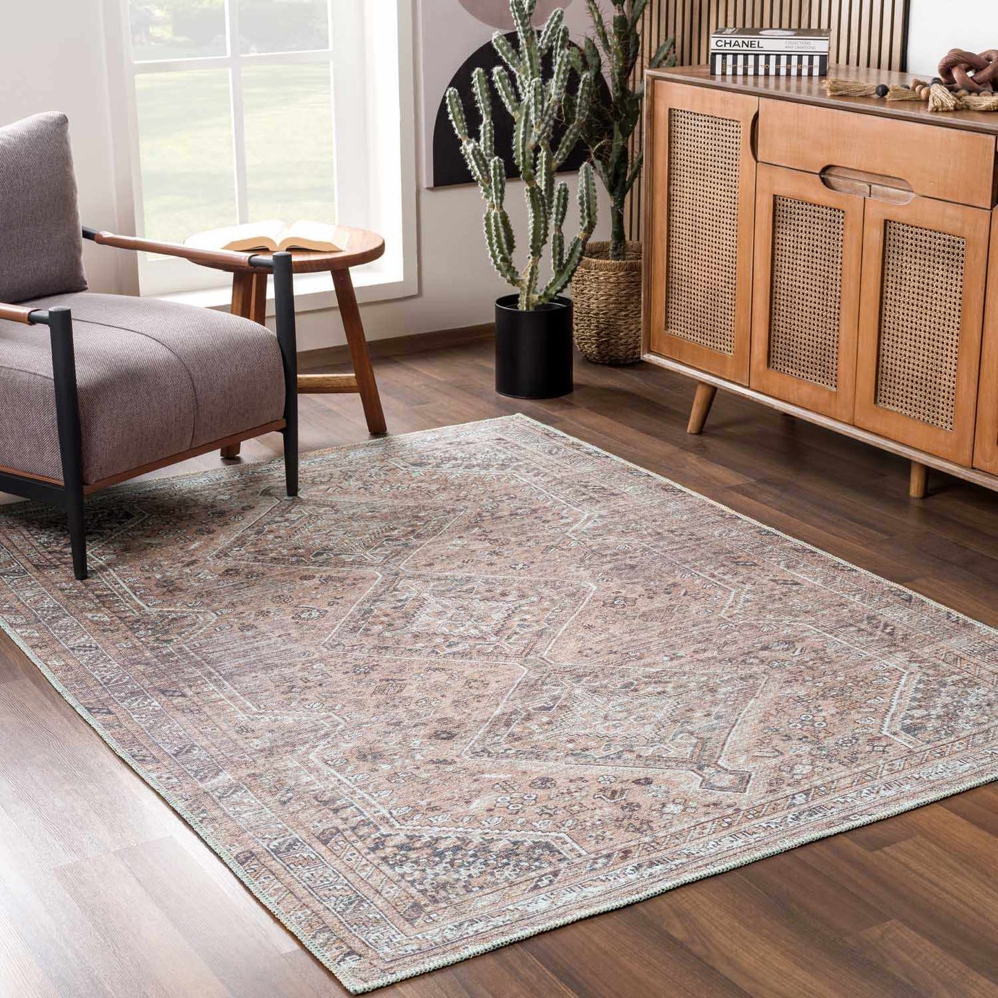 Barny Brown Flat Pile Washable Rug - Clearance