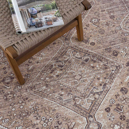 Barny Brown Flat Pile Washable Rug - Clearance