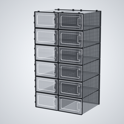 12 Pack of Plastic Stackable Shoe Boxes