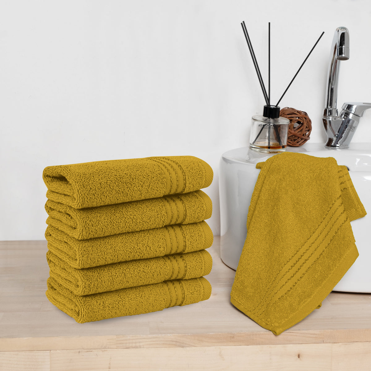 Elegant Comfort 6 Pack Premium Turkish Cotton Washcloths Set, 13 x 13 inch