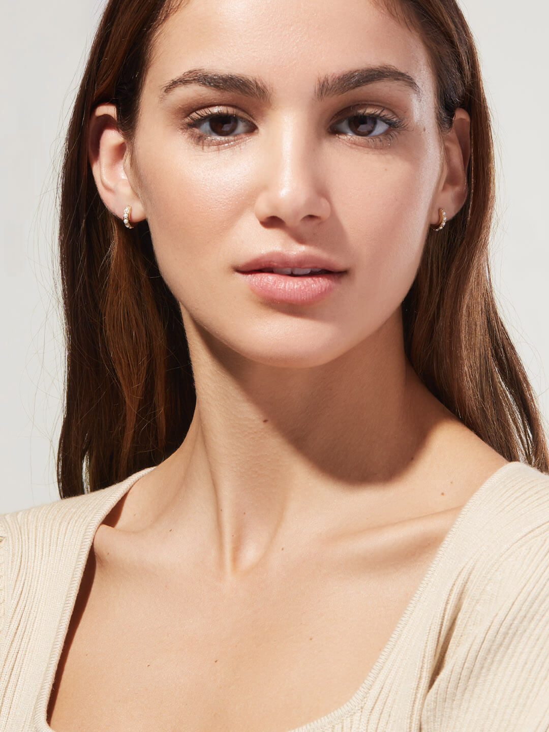 Ashley Pearl Huggie Hoops