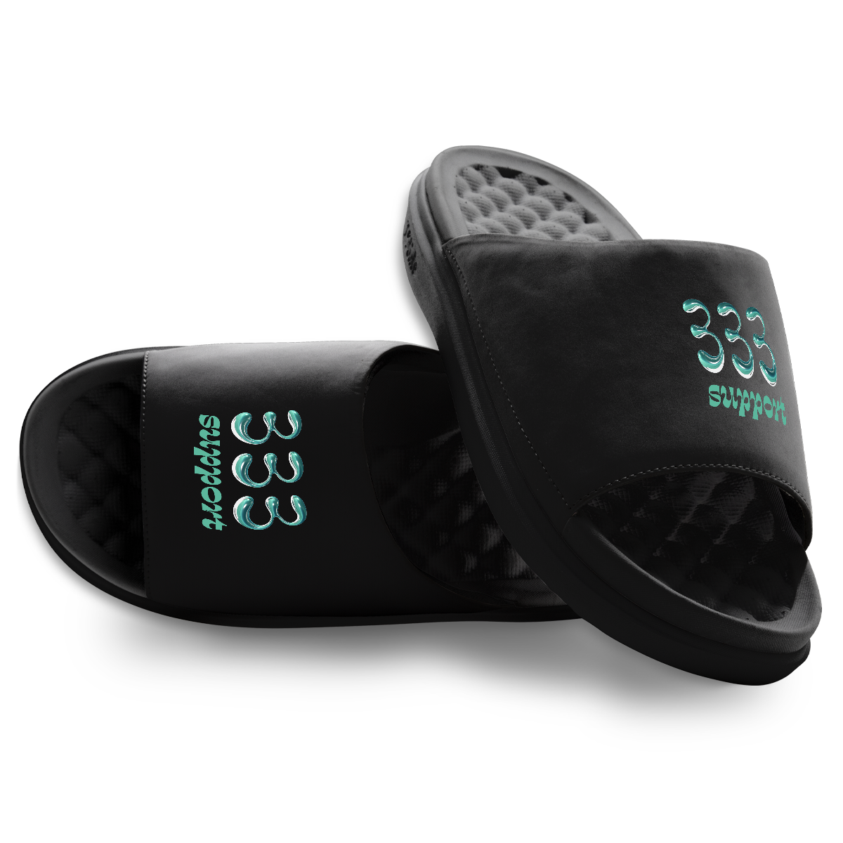 333 Angel Number Motive Slide Sandals