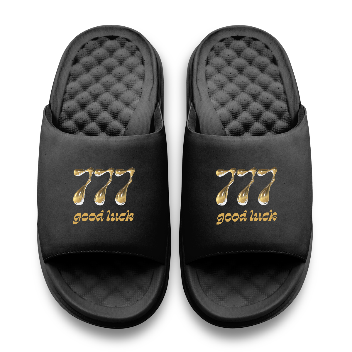 777 Angel Number Motive Slide Sandals