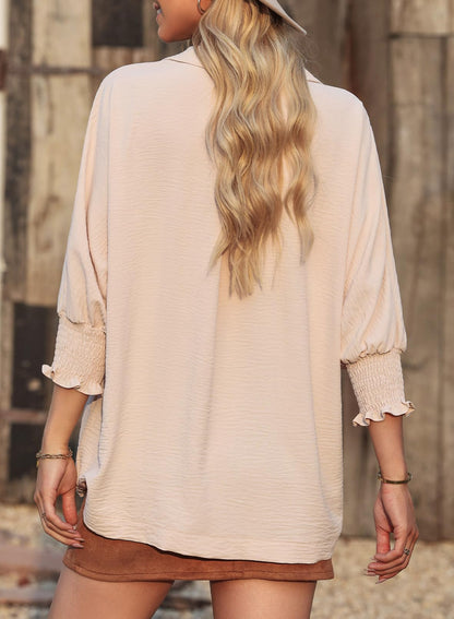 🔥Hot Sale-Womens Casual 3/4 Sleeve V Neck Loose Fit Basic Tees