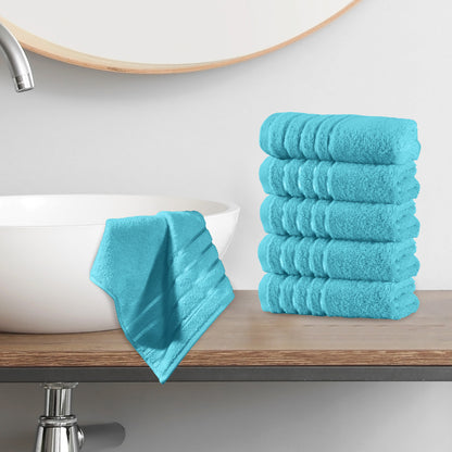 Elegant Comfort 6-Pack Premium Turkish Cotton 4 Lines Stripe Washcloths Set, 13 x 13 inch