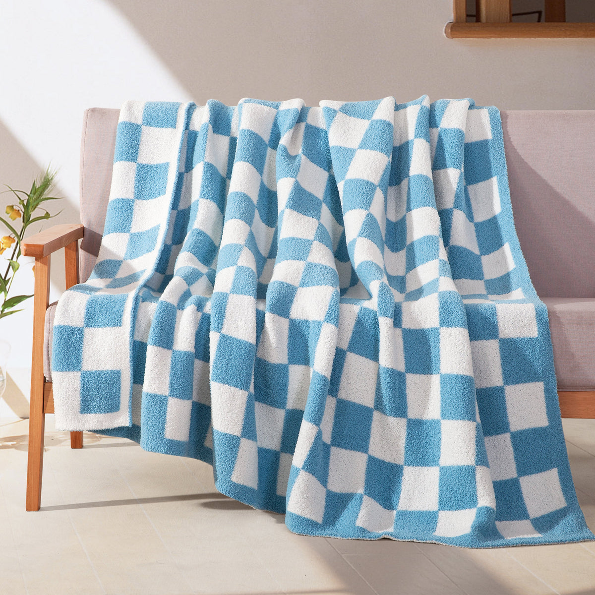 Elegant Comfort 50" x 70"  Ultra Soft Checkered Knitted Throw Blanket