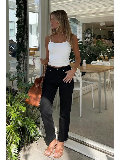 Alessandra Tummy Control High Rise Ankle Slim Straight Jeans