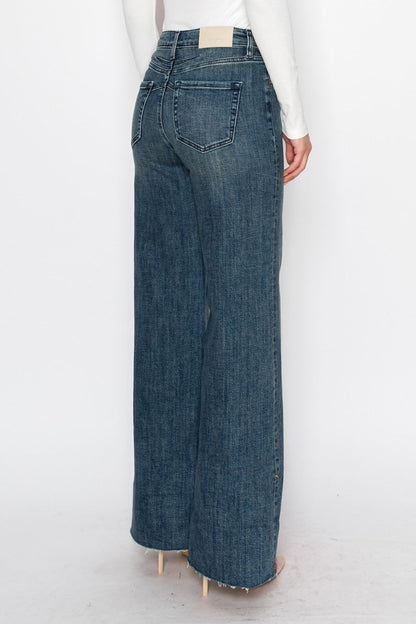 Elise Tummy Control High Rise Cuffed a Wide Leg Jeans