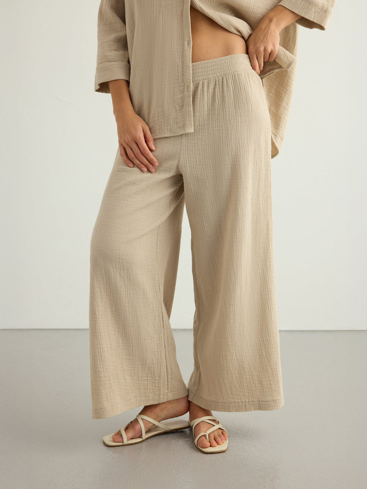 Aura Palazzo Pants - Oatmeal