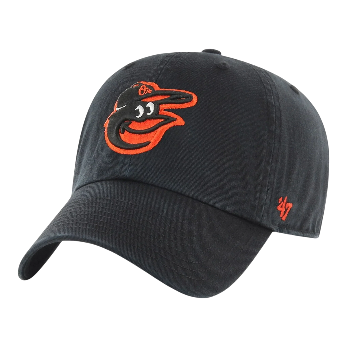 47 Brand Clean Up Baltimore Orioles Strapback Hat — Black Adjustable Cap