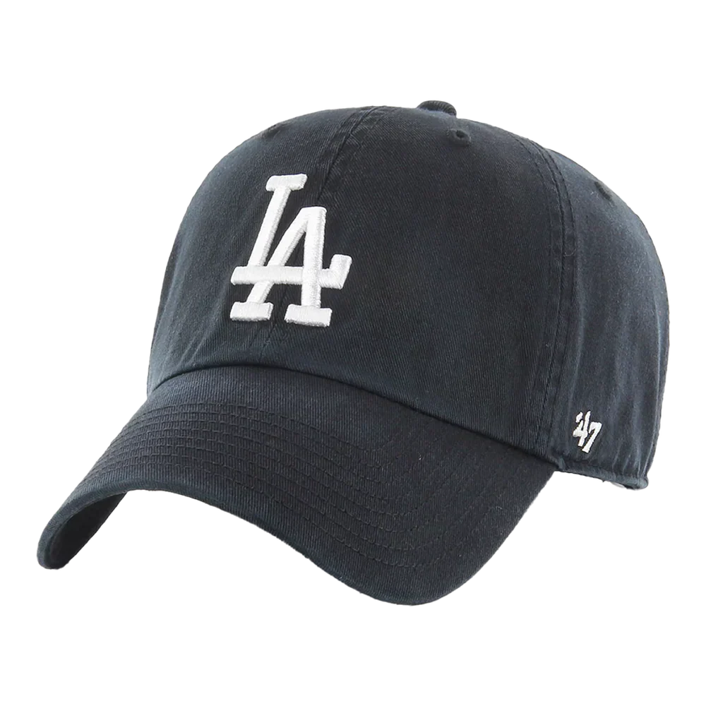 47 Brand Clean Up Los Angeles Dodgers Strapback Hat — Black Adjustable Cap