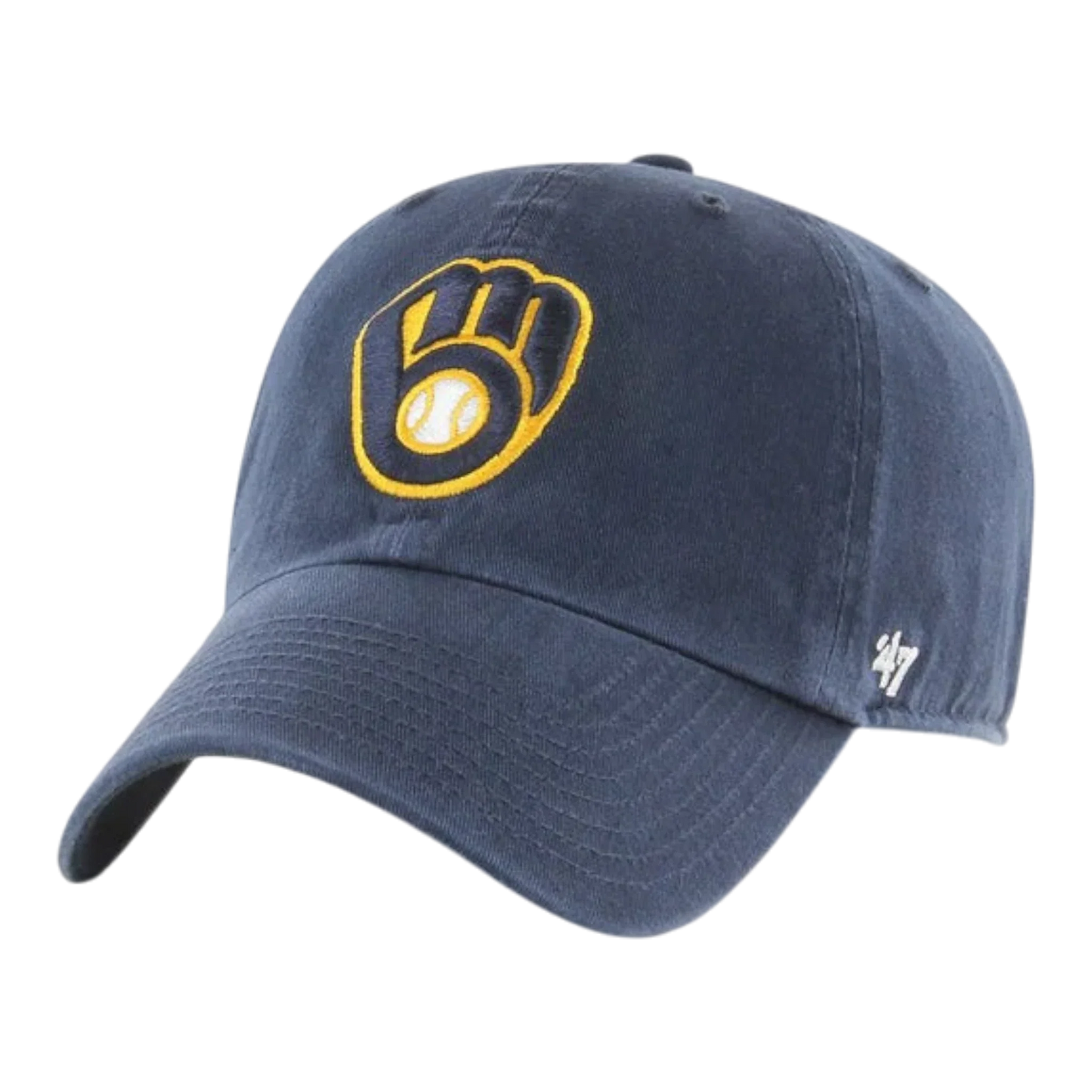 47 Brand Clean Up Milwaukee Brewers Strapback Hat — Navy Adjustable Cap