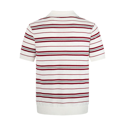 Striped short sleeved V-neck polo shirt