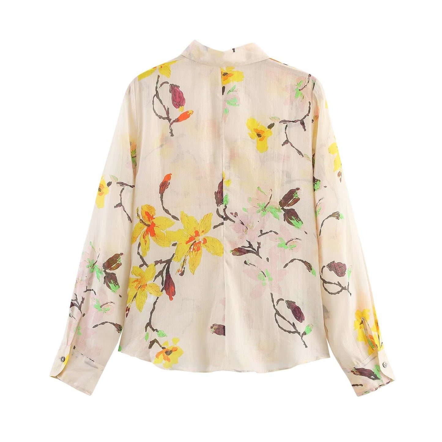 Linen flower shirt+straight trousers suit