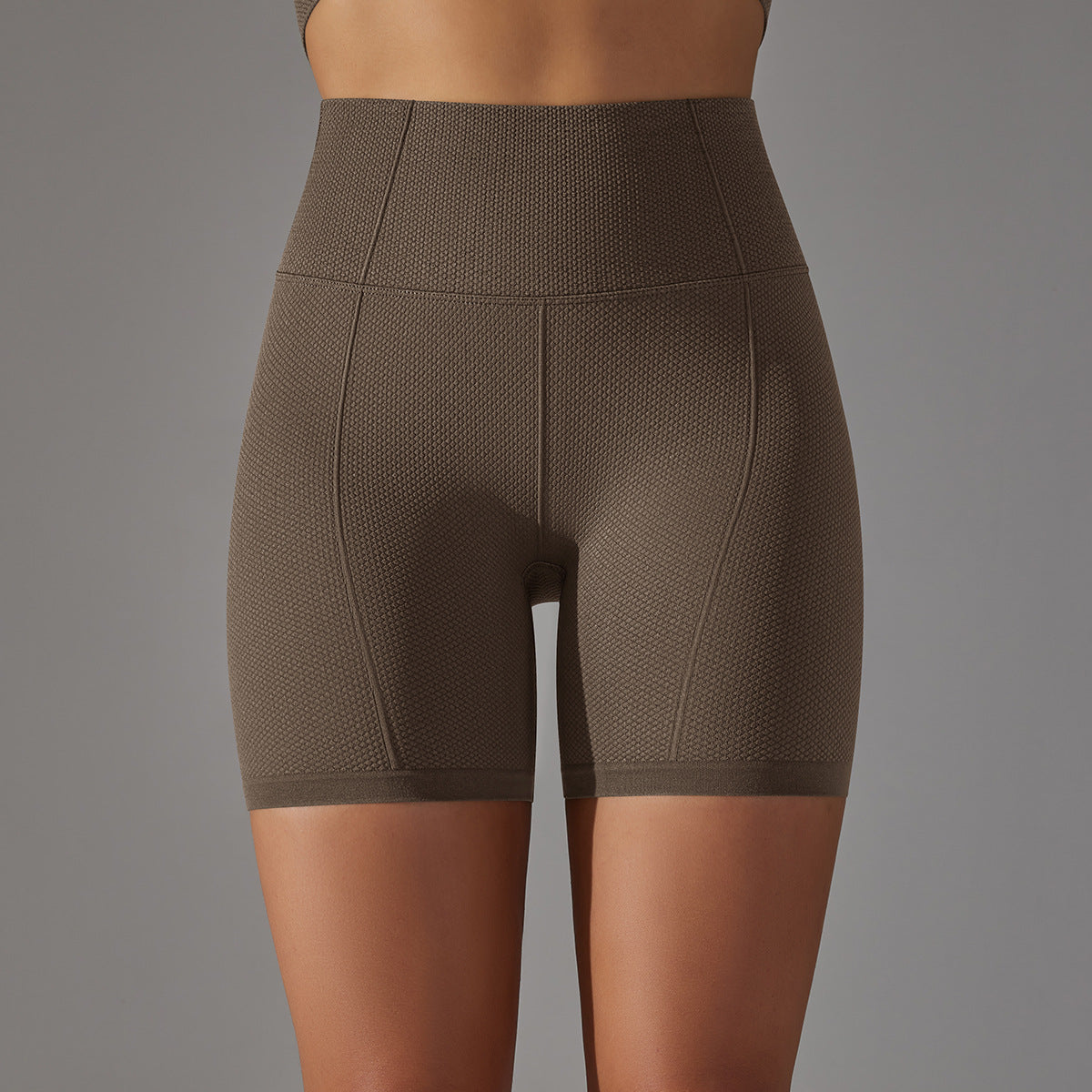 seamless solid color polka dot jacquard high-waisted tummy-control butt-lifting yoga shorts fitness running pants for women