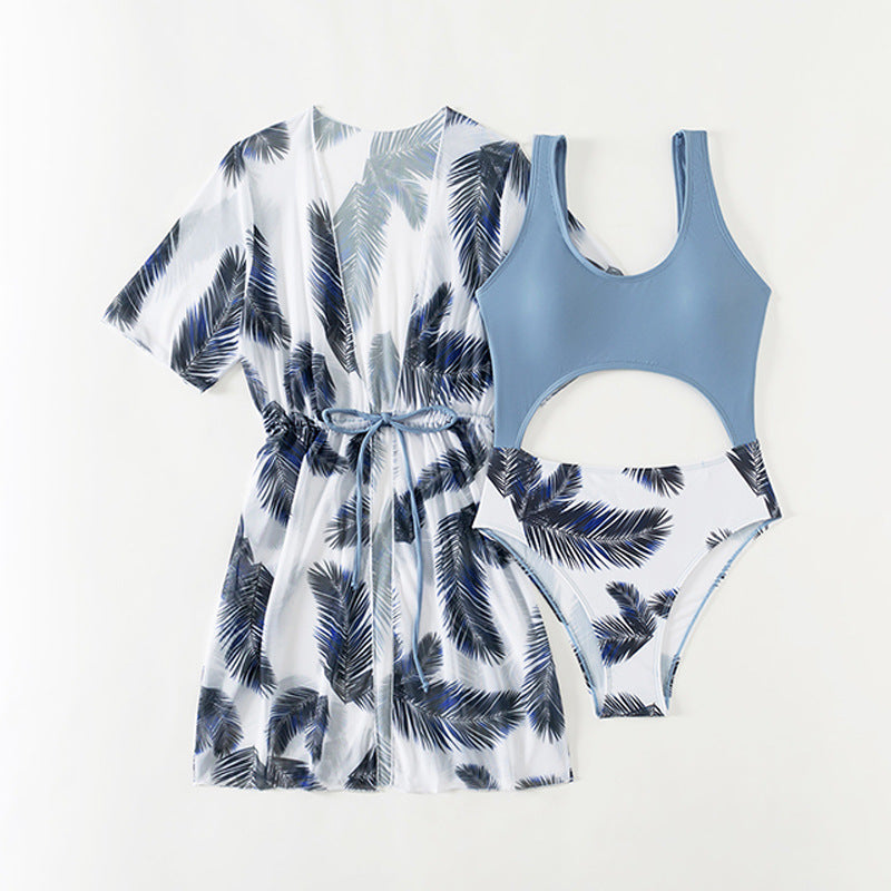 Three-Piece Swimwear Set for Girls, Medium to Large Kids Swimwear