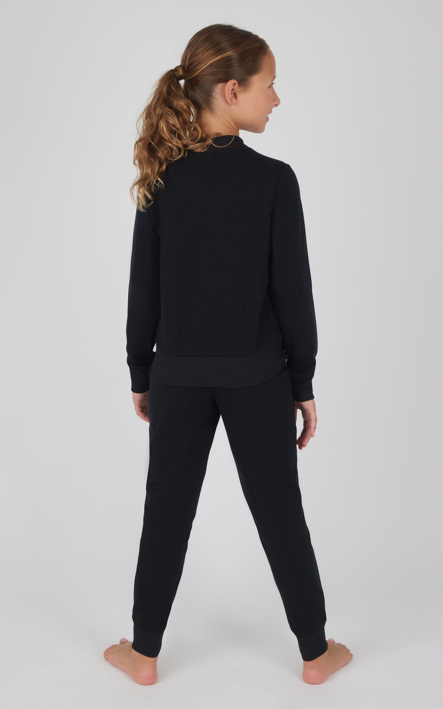 90 Degree by Reflex Girls 2 PC Terry Crossover Long Sleeve Top + Brushed Jogger Set