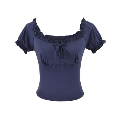 Square neck short sleeved T-shirt for women