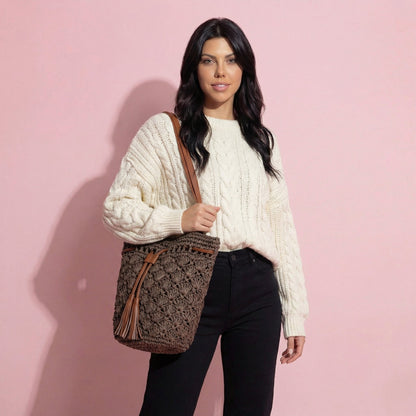Anna-Kaci Women's Rustic Straw Shoulder Bag with Leather Accents