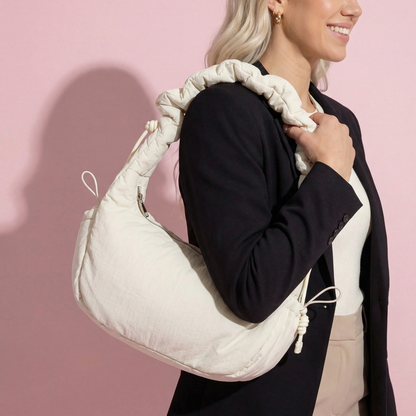 Anna-Kaci Women's Ruched Padded Shoulder Bag with Adjustable Drawstring Straps