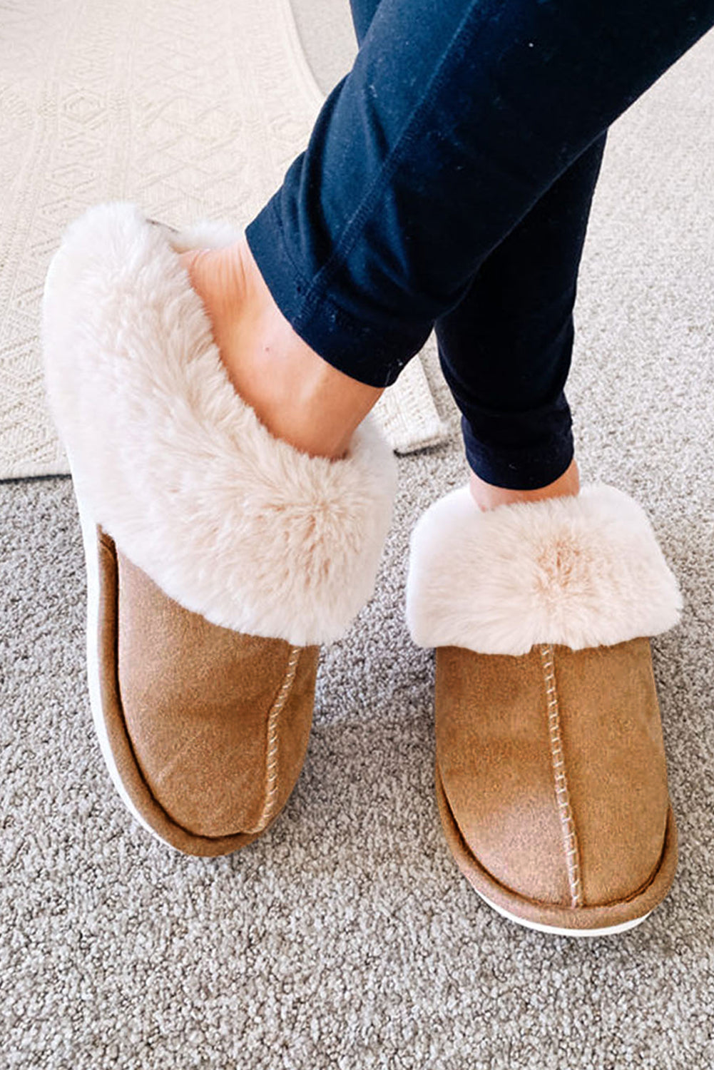 Threaded Pear Molly Plush Suede Winter Home Slippers