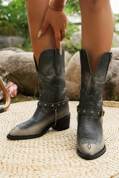 Threaded Pear Western Distressed Boots