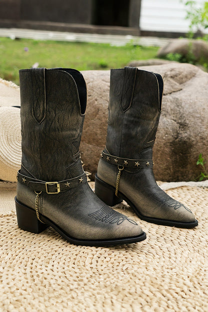 Threaded Pear Western Distressed Boots