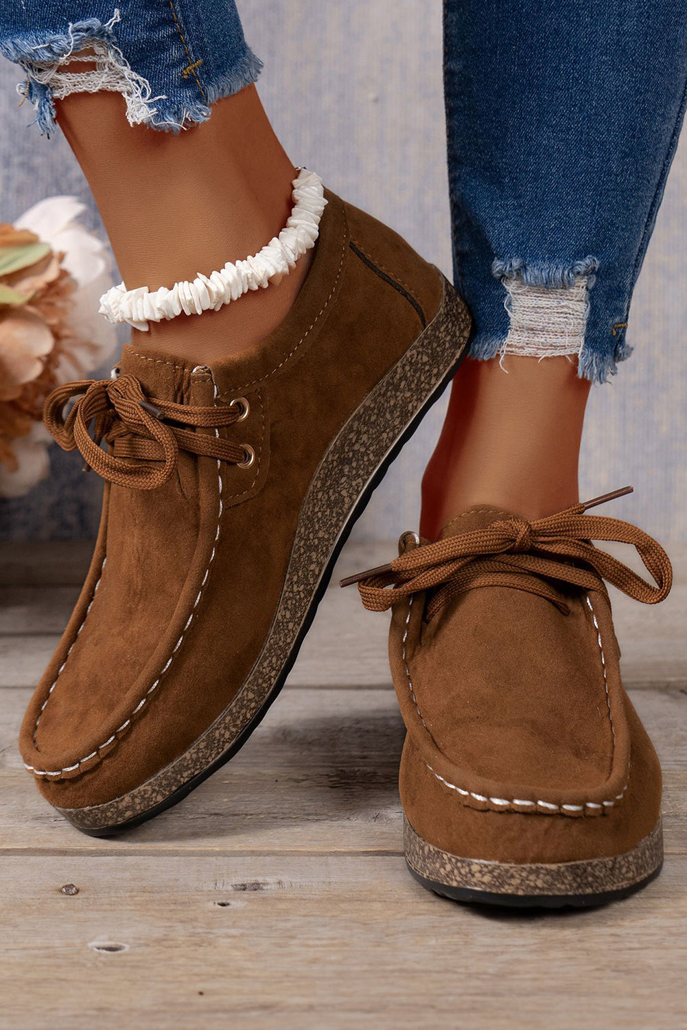 Threaded Pear Sutton Thick Sole Lace-up Casual Shoes