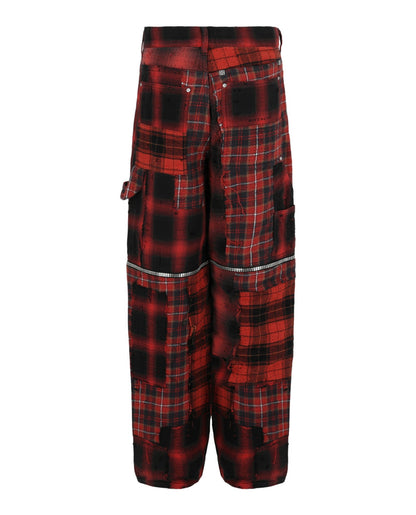 Givenchy Convertible Distressed Plaid Carpenter Pants
