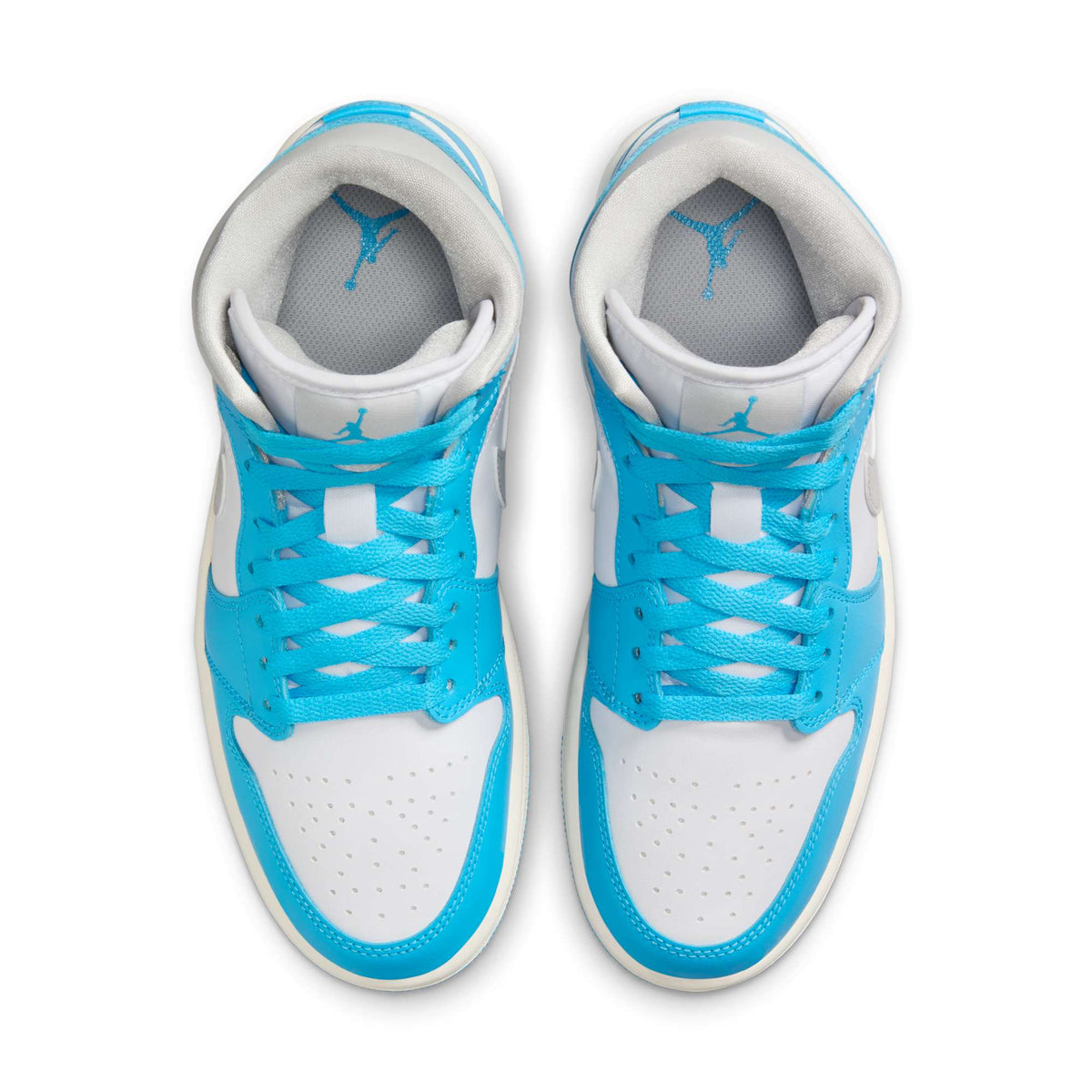 Air Jordan Women's Retro 1 Mid 'Dark Powder Blue White Sail Neutral Grey' Sneakers