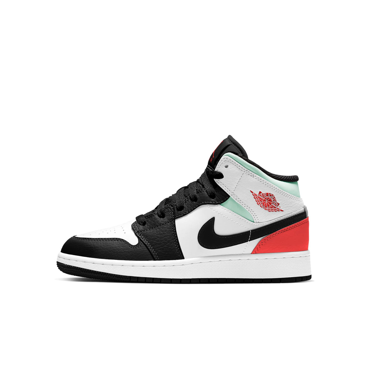 Air Jordan Grade School Retro 1 Mid 'Se White Black Red Spruce' Gs Sneakers