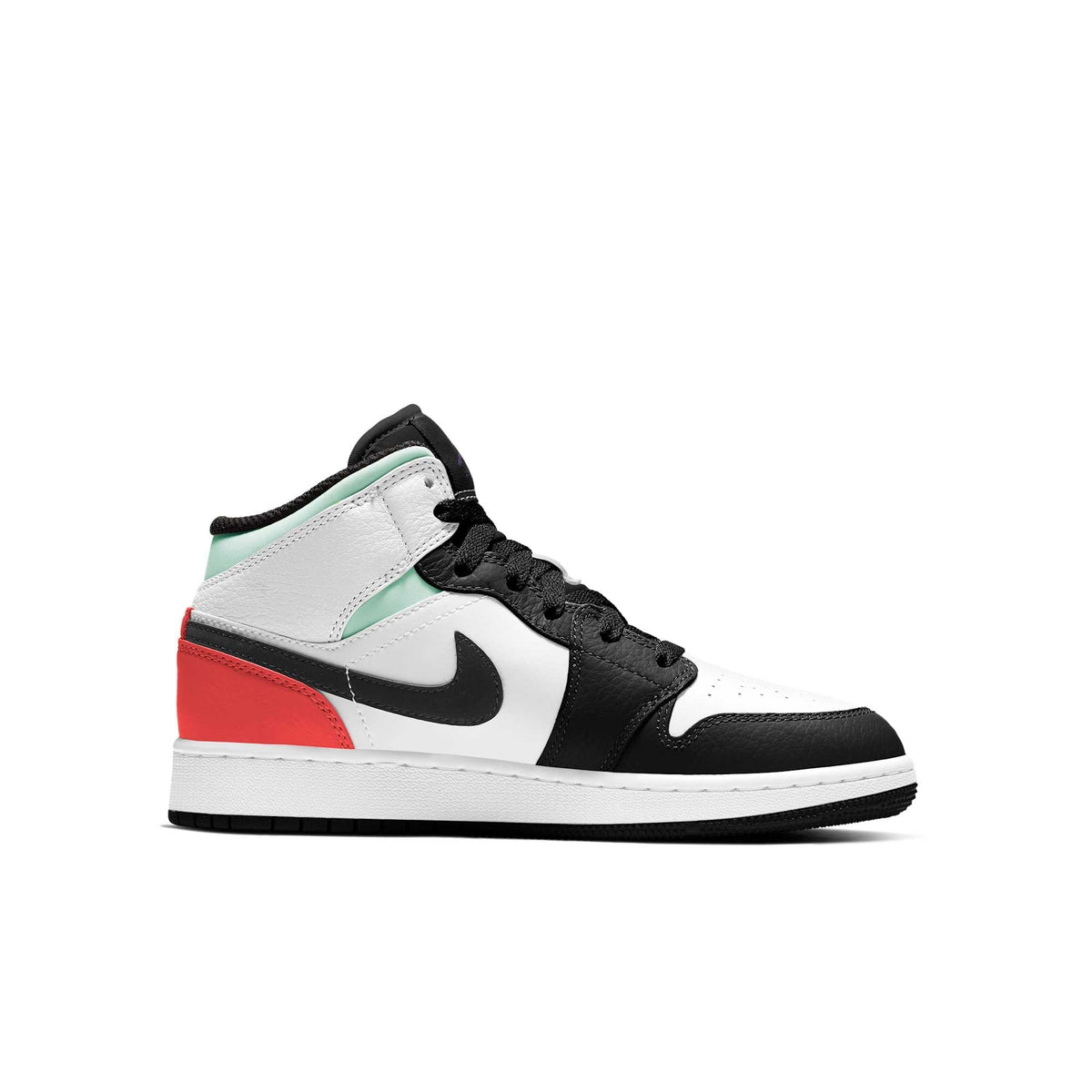 Air Jordan Grade School Retro 1 Mid 'Se White Black Red Spruce' Gs Sneakers