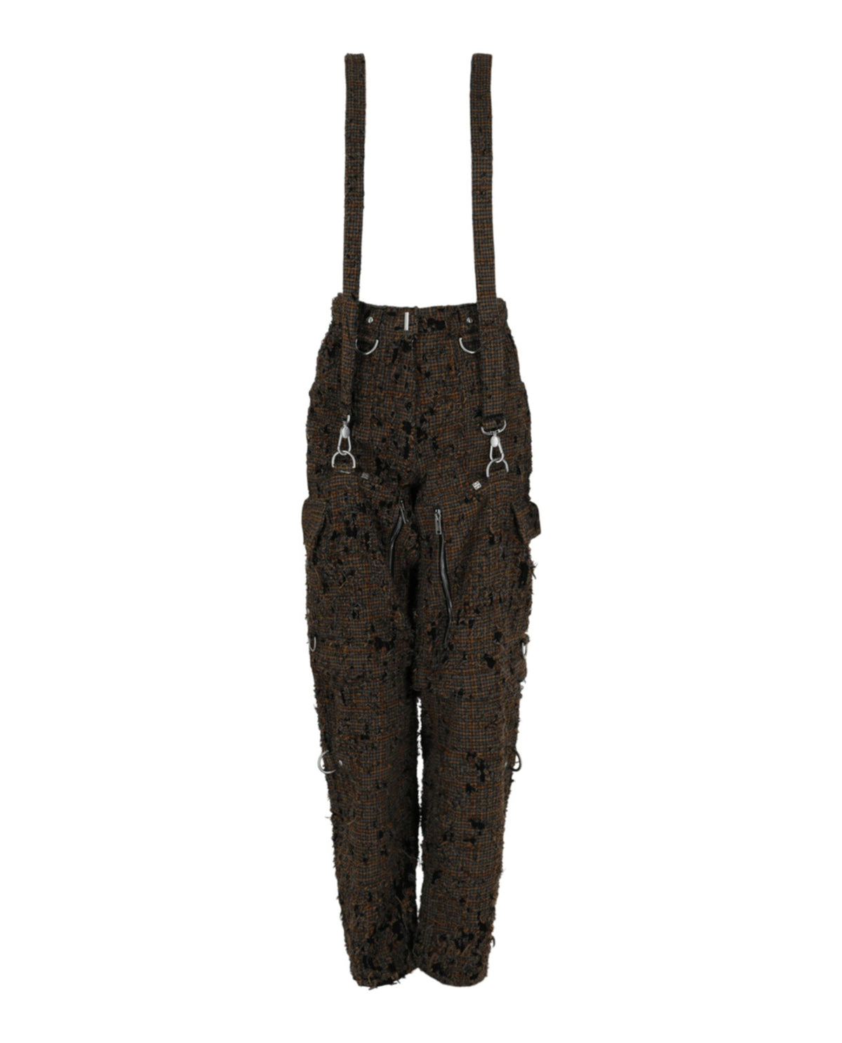 Givenchy Two in One Detachable Pants in Destroyed Checks With Suspenders