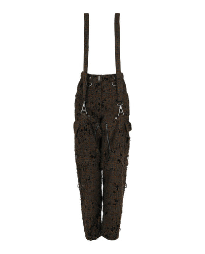 Givenchy Two in One Detachable Pants in Destroyed Checks With Suspenders