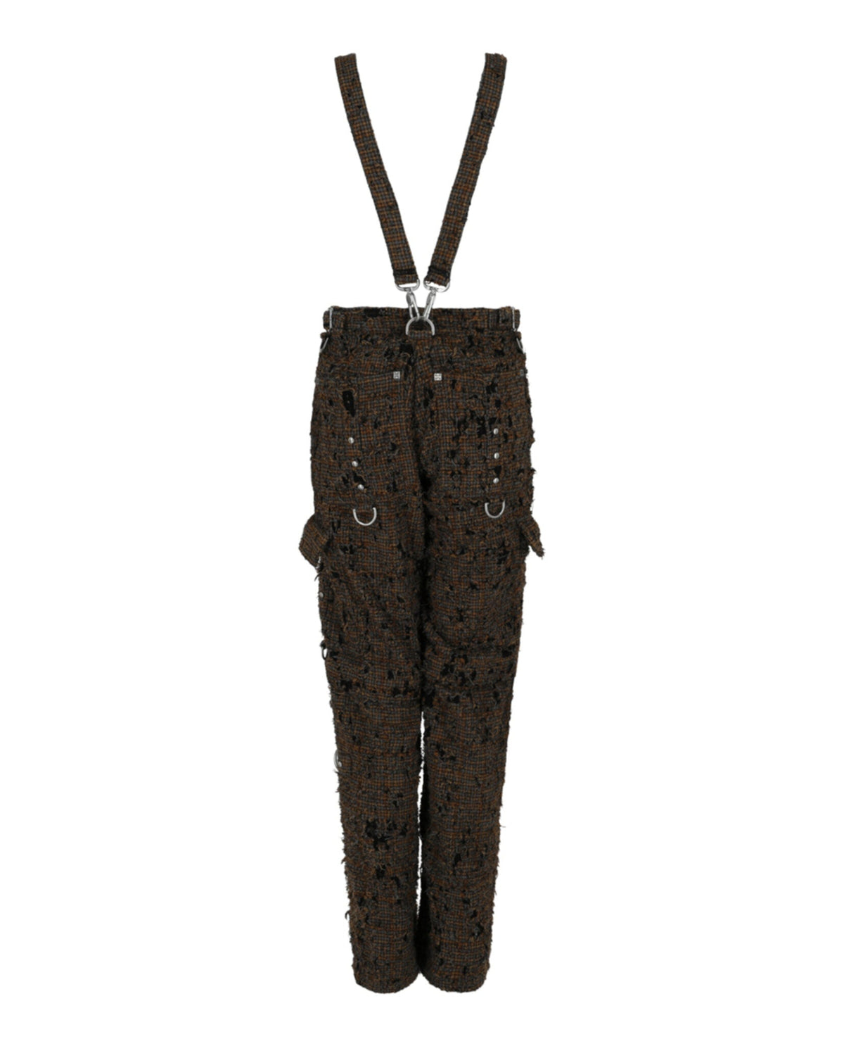 Givenchy Two in One Detachable Pants in Destroyed Checks With Suspenders