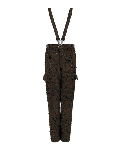 Givenchy Two in One Detachable Pants in Destroyed Checks With Suspenders