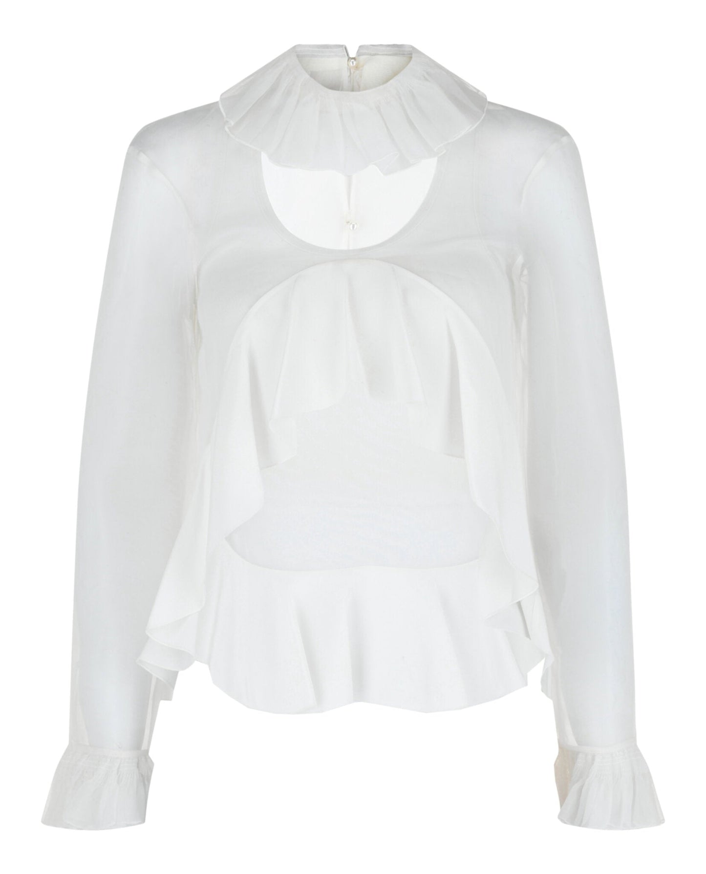 Givenchy Cropped Silk Blouse With Ruffles